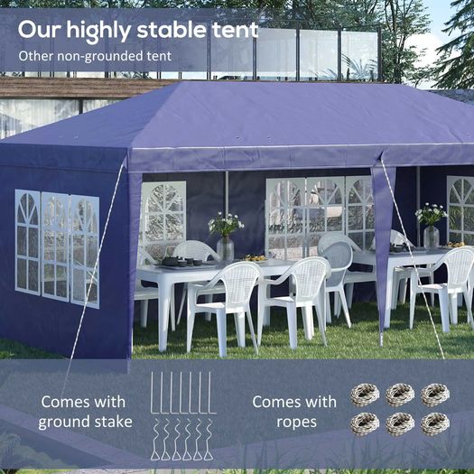 3 x 6m Pop Up Gazebo, Height Adjustable Marquee Party Tent with Sidewalls and Storage Bag