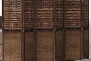 Room Divider 6 Panels Dark Brown Solid Wood Paulownia