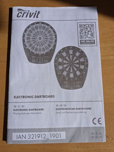 Crivit Electronic Dart Game With Darts & Instruction Manuel - RRP - 29.99