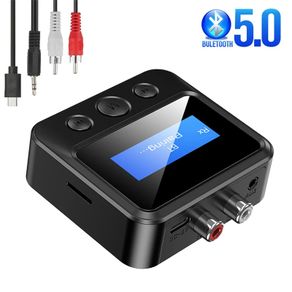 Bluetooth 5.0 Transmitter Receiver LCD Display Headphone Wireless Audio Adapter RCA 3.5mm AUX Jack For PC TV Home Stereo