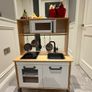 kids play kitchen complete with pots, pans,utensils and food (meat,fosh,fruit and veg) Image 4