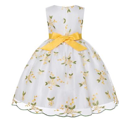 New embroidered bow dress gauze princess girl dress Sz 4-5yrs