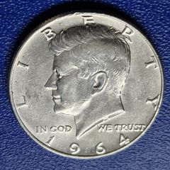 Unc 1964 United States "Kennedy Half Dollar" 90% Silver coin