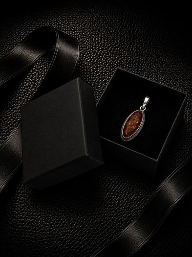 Vintage 925 Sterling Silver And Natural Baltic Amber Pendant