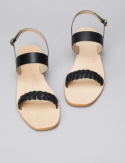 FIND Women's Sandal, Two-strap slingback leather sandals, peep-toe sandals, Size EU 36, UK 3
