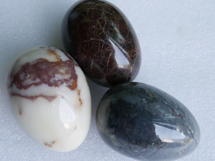 Vintage Polished Marble Onyx Stone Eggs X 3