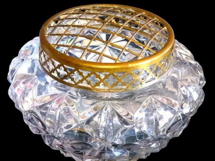 Vintage Harrods Heavy Cut Crystal Rose Bowl