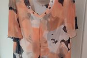 Atelier  v-neck transparent short sleeve blouse size UK18 EU46 Postage included