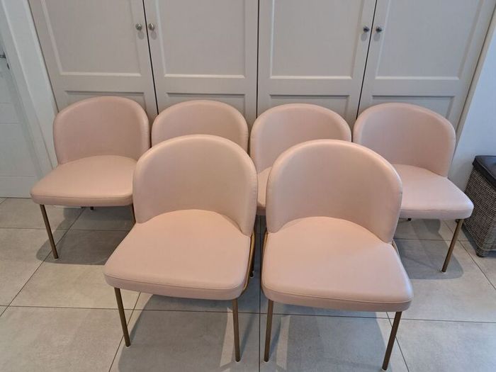 THAT'S LIVING faux leather dining chairs X 6 -- soft pink