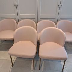 THAT'S LIVING faux leather dining chairs X 6 -- soft pink