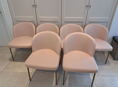 THAT'S LIVING faux leather dining chairs X 6 -- soft pink
