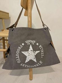 Vintage Canvas Tote Bag Grey - BRAND NEW