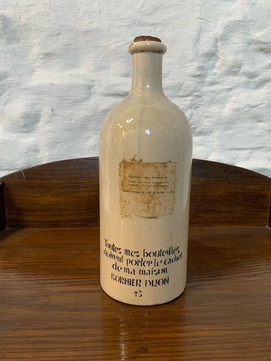 Vintage French Vinegar Stoneware Bornier Bottle.
