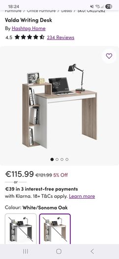 Valda Writing Desk - RRP EUR115.99