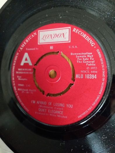 Quiet Elegance I'm afraid of loosing you 7" Demo Promo