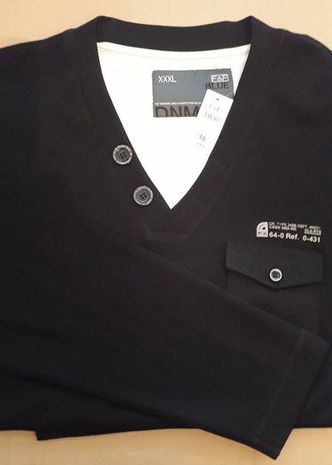 F&F Blue Men's Black Long Sleeve Sweatshirt with White Mock Layer in Size XXXL (Brand New & Tagged)