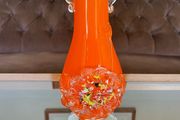 Vintage Orange Studio Glass Statement Vase