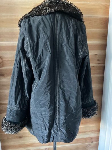 womens padded coat faux fur and suede waterproof winter size 10-12