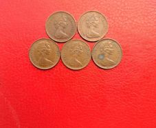 5 X 1970s British 'New' Halfpenny