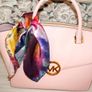 Handmade "Blooming Iris" 100% silk scarf 45x45cm Image 8