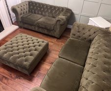 3 seater + 2 seater & ottoman green velvet