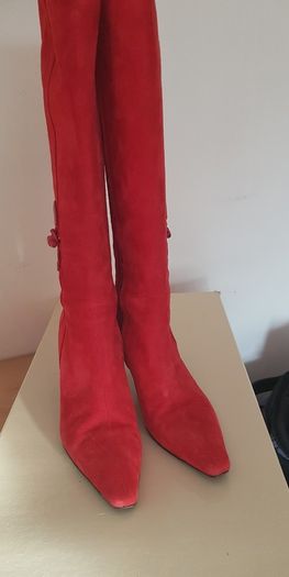 Red Suede Ladies Leather Boots