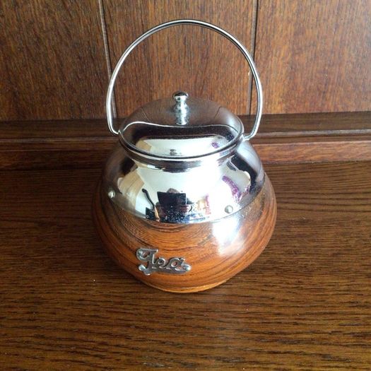 Vintage Wooden Oak and Chrome Loose Tea Canister