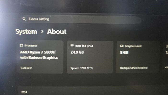 MSI Gaming Laptop | Ryzen 7 | 24GB RAM | 8GB graphics