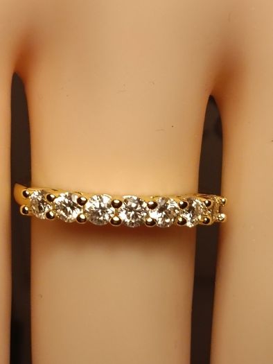 Gold Plated Sterling Silver 7 Stone Moissanite Band Ring