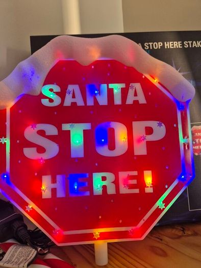 Festive 100cm Santa Stop Here Stake