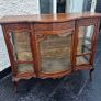 Velvet lined Display Cabinet Antique vintage Edwardian Mahogany Serpentine glass bow fronted display cabinet Image 5