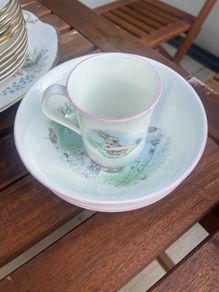 Vintage Elizabethan Staffordshire Children's Nursery Set Bunny Motif (Hand Decorated)