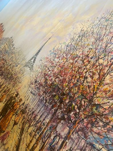 Large Hand Painted Oil on Canvas - Vintage Parisienne Scene