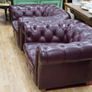 Pair of Plum Leather Armchairs Image 8