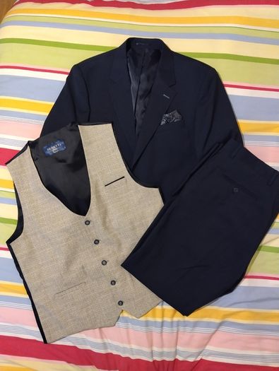 Benetti 3 Piece Tailored Navy Blue Suit
