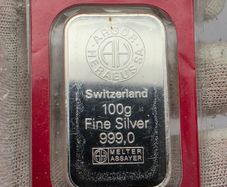 Switzerland Argor Heraeus SA 100 Grams Fine Silver 999.0  Swiss Made Silver Bar