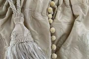 Beautiful Silk Interlined Embossed Curtains Pale Gold 90" W x 79" D
