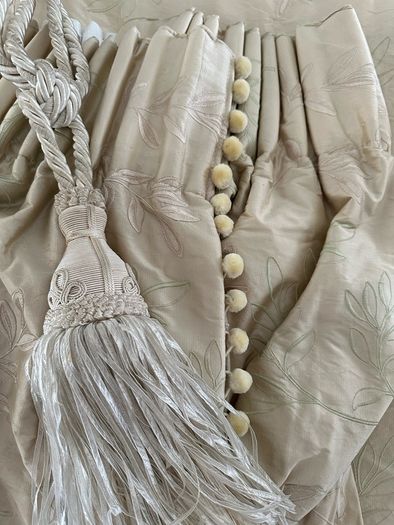Beautiful Silk Interlined Embossed Curtains Pale Gold 90" W x 79" D
