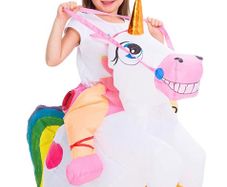 Inflatable Costume Unicorn Riding a Unicorn Air Blow-up Deluxe Halloween Costume MULTIPLE SIZES (FREE POSTAGE)