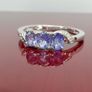 Silver Tanzanite Trilogy Ring in Platinum Overlay Sterling Silver. Image 6