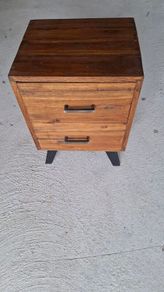 Solid Teak Vintage Style Bedside Drawers