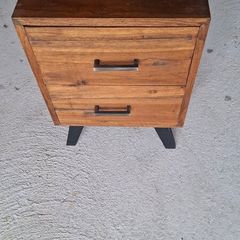 Solid Teak Vintage Style Bedside Drawers