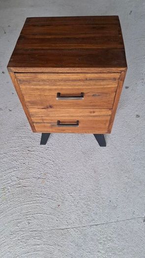 Solid Teak Vintage Style Bedside Drawers