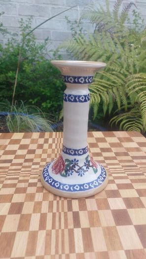 Beautiful Nicholas Mosse Tall Candlestick in the Popular but Discontinued Kilfane Rose Pattern, Circa 1996-2004, Number One of Two Available