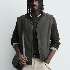 Zara Washed Topstitched Waistcoat