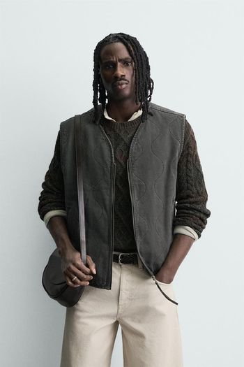 Zara Washed Topstitched Waistcoat