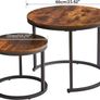 Round Nesting Table, Removable Set of 2 Coffee Tables, Stacking Sofa Side Table End Table, for Living Room, Bedroom, Office, Balcony, Apartment, Rustic Brown Image 2