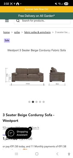 3 Seater West port sofa
