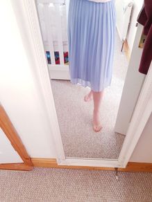 Baby Blue Midi Pleated Skirt - Size 6