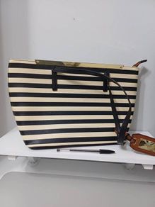 ALDO Striped Tote Bag. Black & Cream (Very Lightly Used)